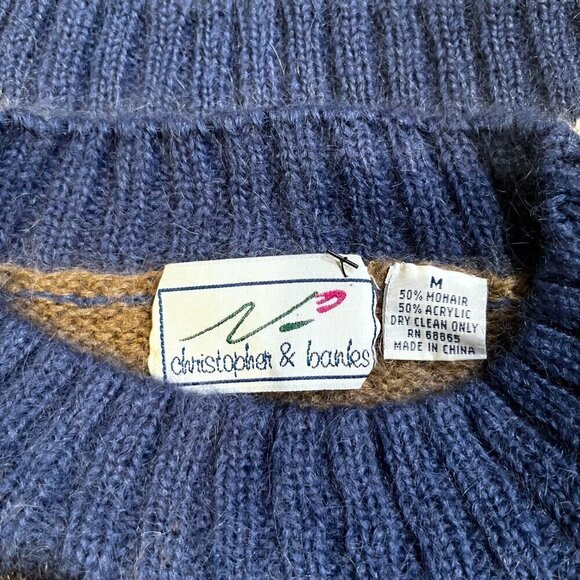 CHRISTOPHER & BANKS Mohair Blend Men's Pull-Over Sweater - Wide Rugby Stripes -M - Picture 9 of 11